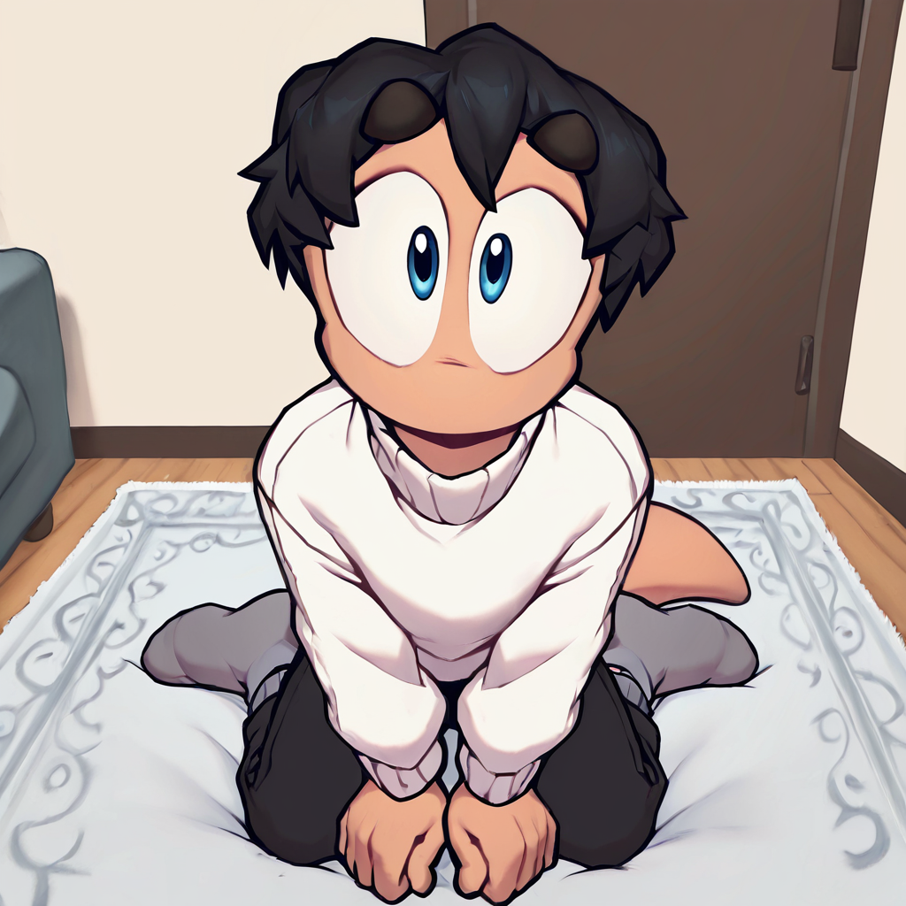 sweater kneel indoors