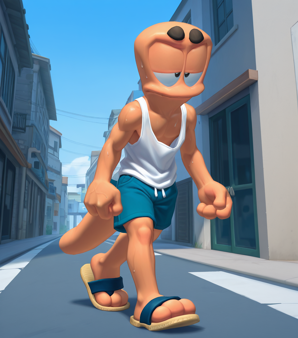 hot summer street walk