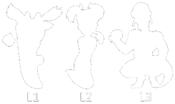 silhouettes of worms with different levels of anthropomorphism