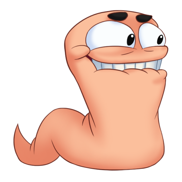 male worm smiling with lip bite