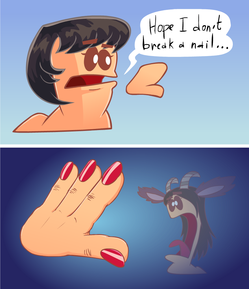female WMD worm showing hand with fingernails, wormsona screams
