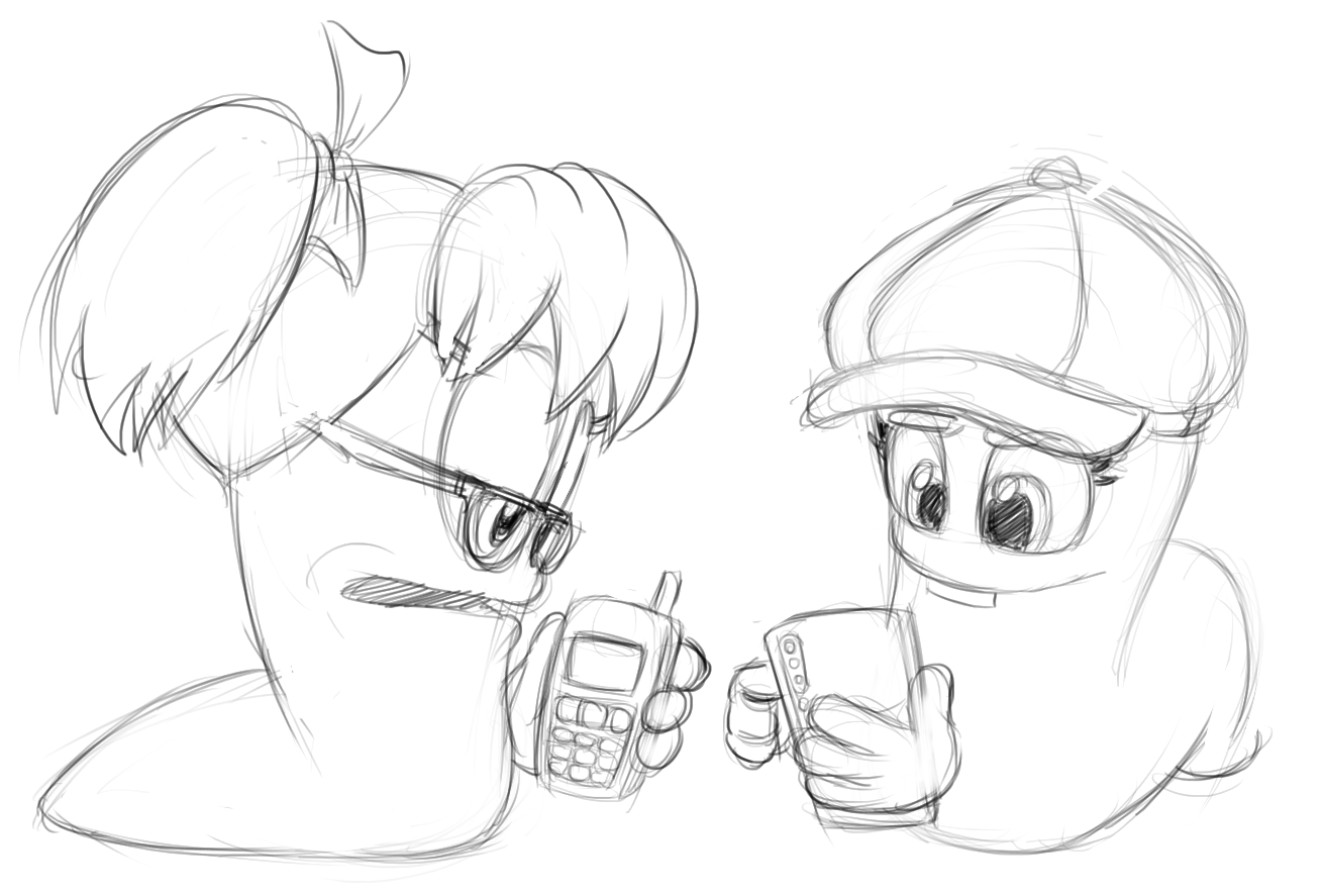 2 female worms from different games with phones