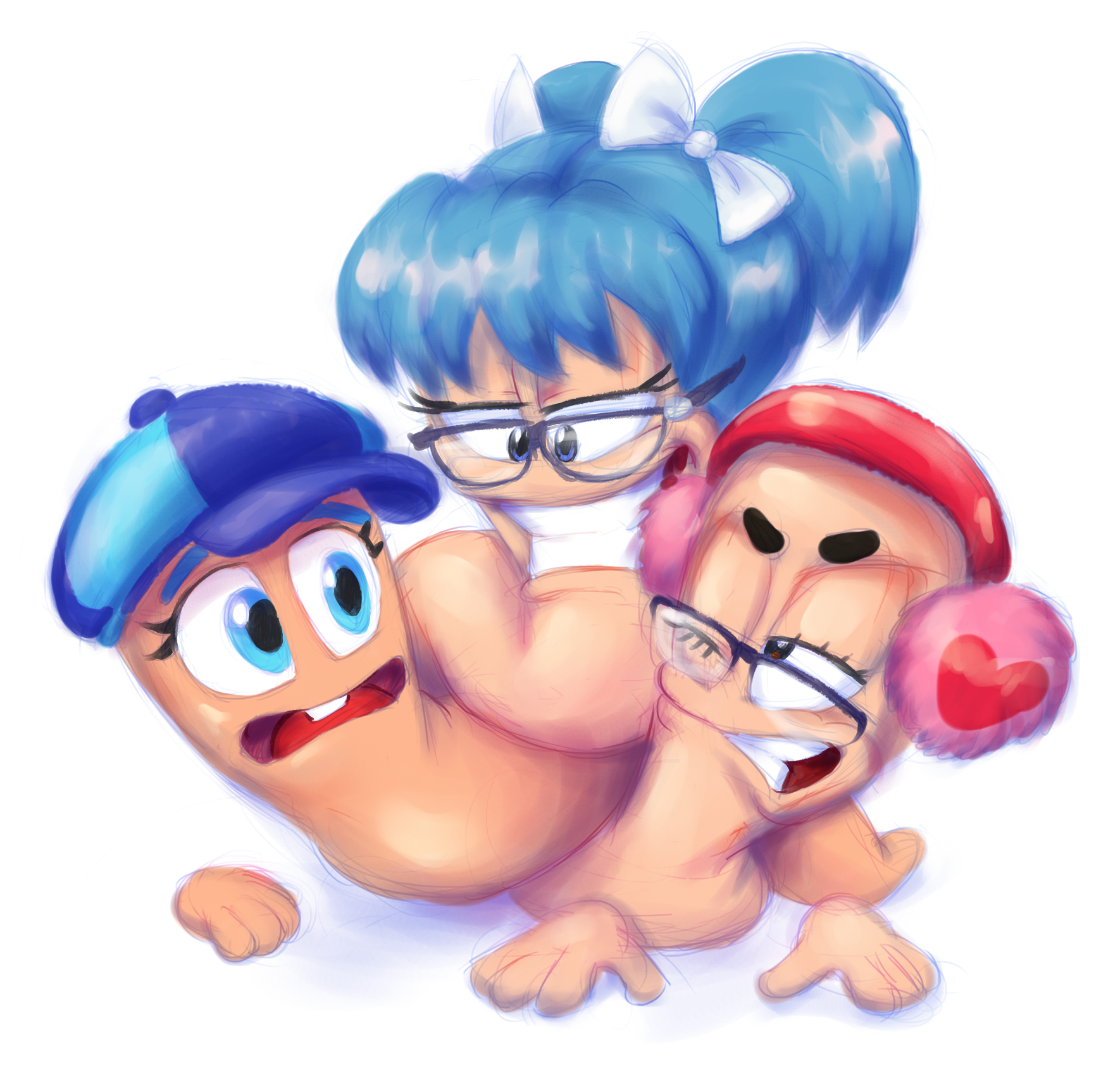 3 female worms from different games
