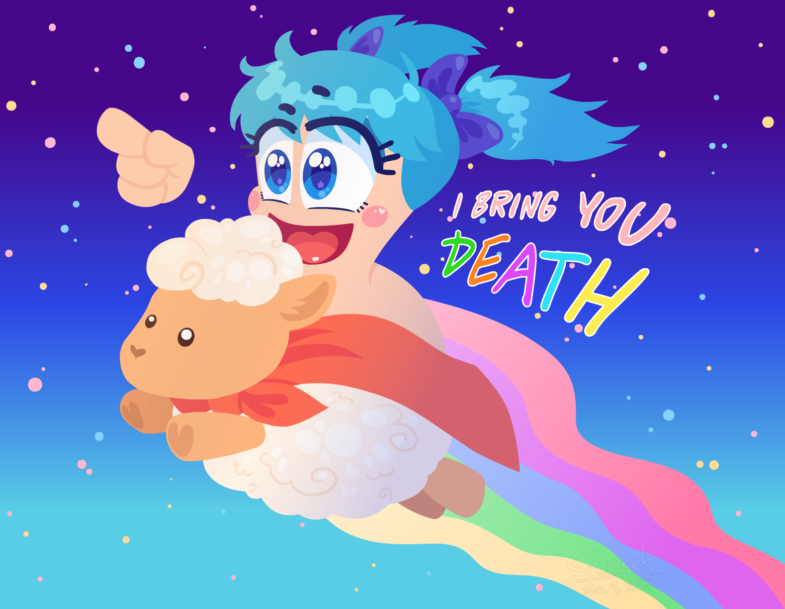 female worm riding super sheep