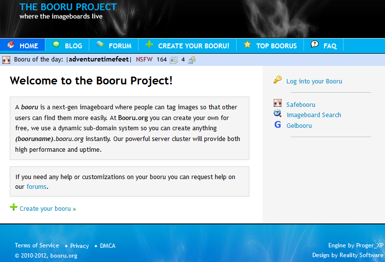 The Booru Project main page screenshot