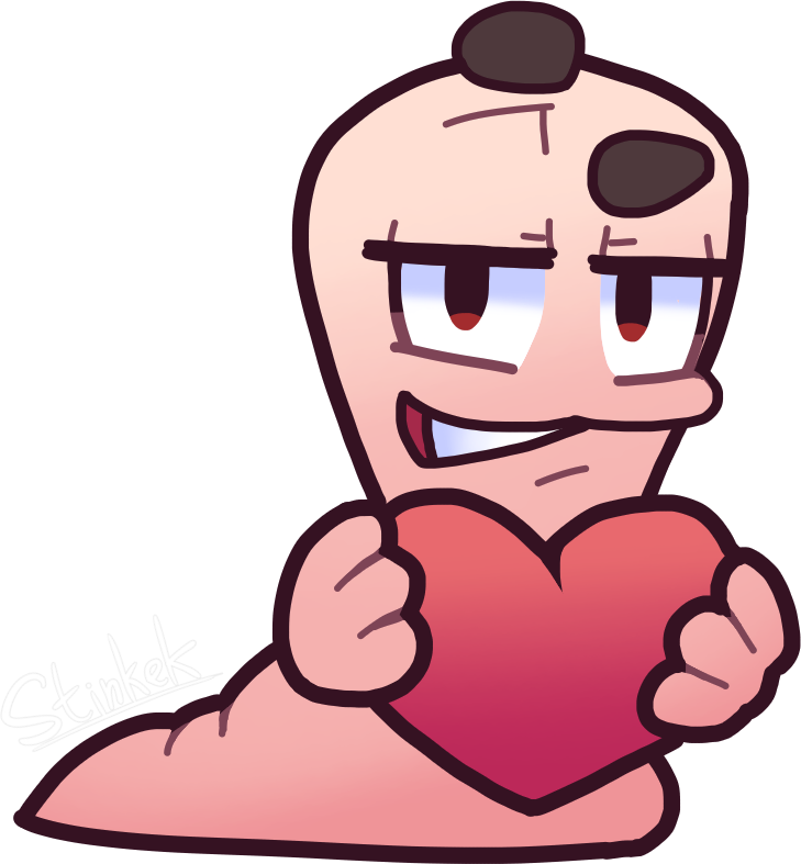 worm holding a heart